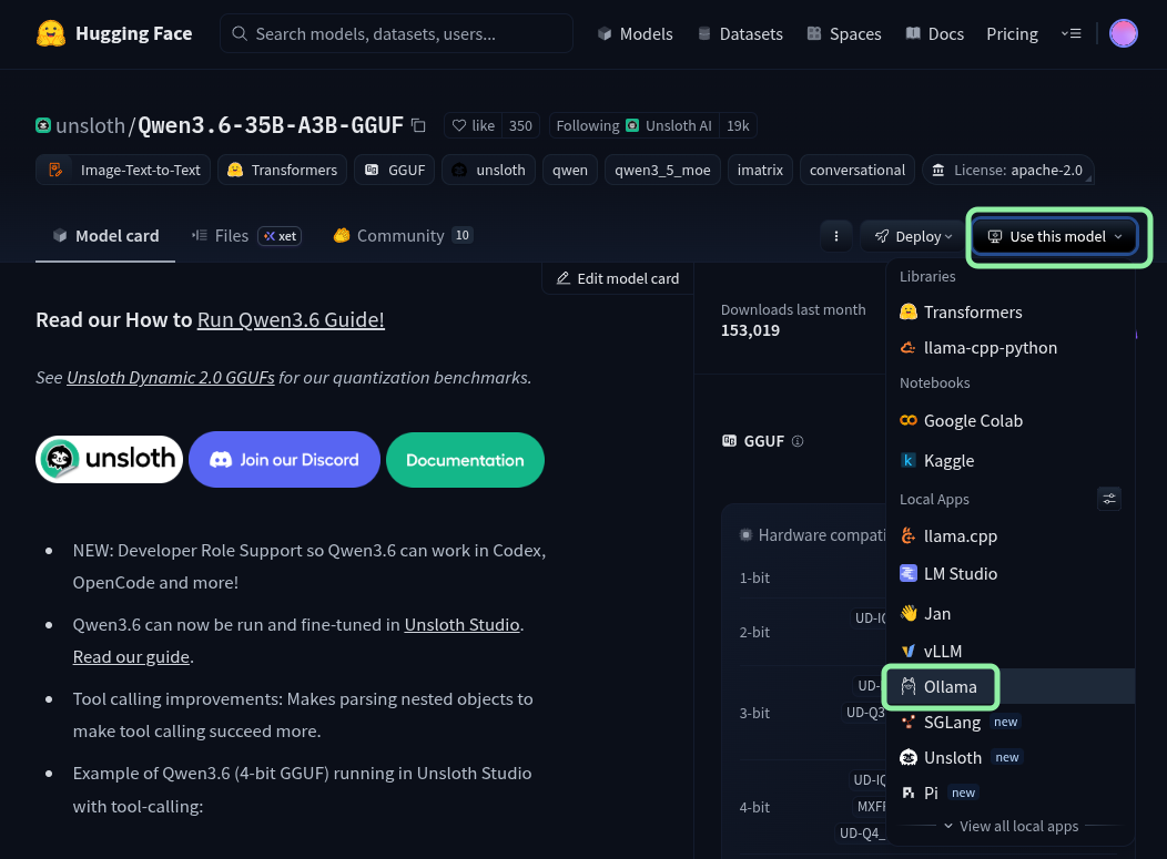 Using a model from Hugging Face with Ollama